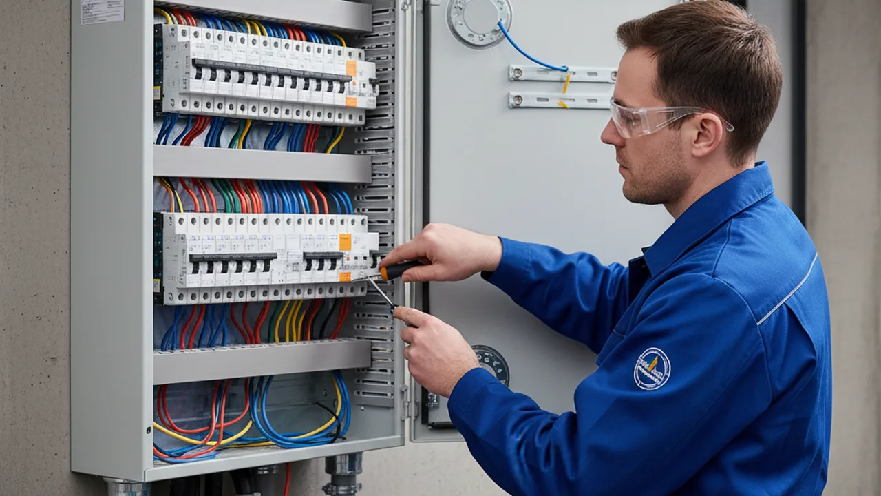 Elektriker installiert neuen Sicherungskasten