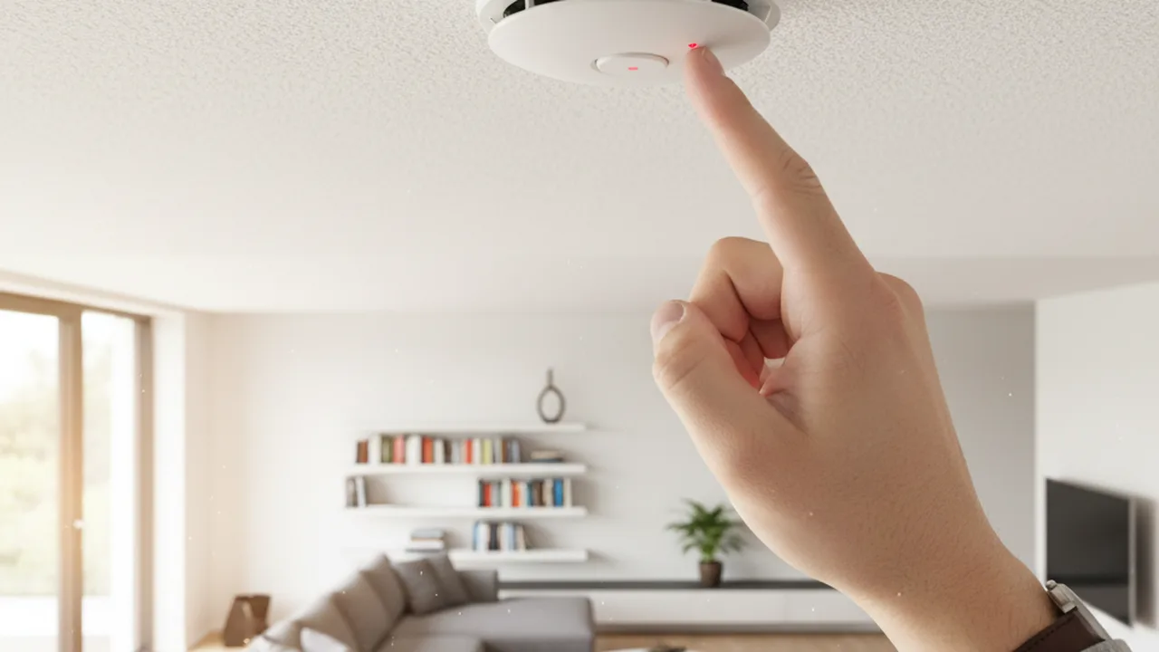 Jährliche Rauchmelder Wartung - Testknopf drücken