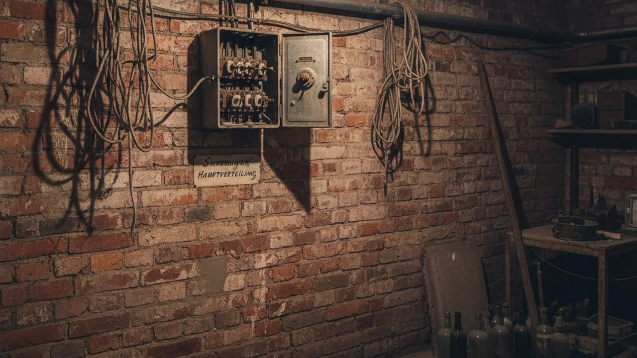 Veraltete Elektroinstallation im Altbau-Keller ohne normgerechte Erdung
