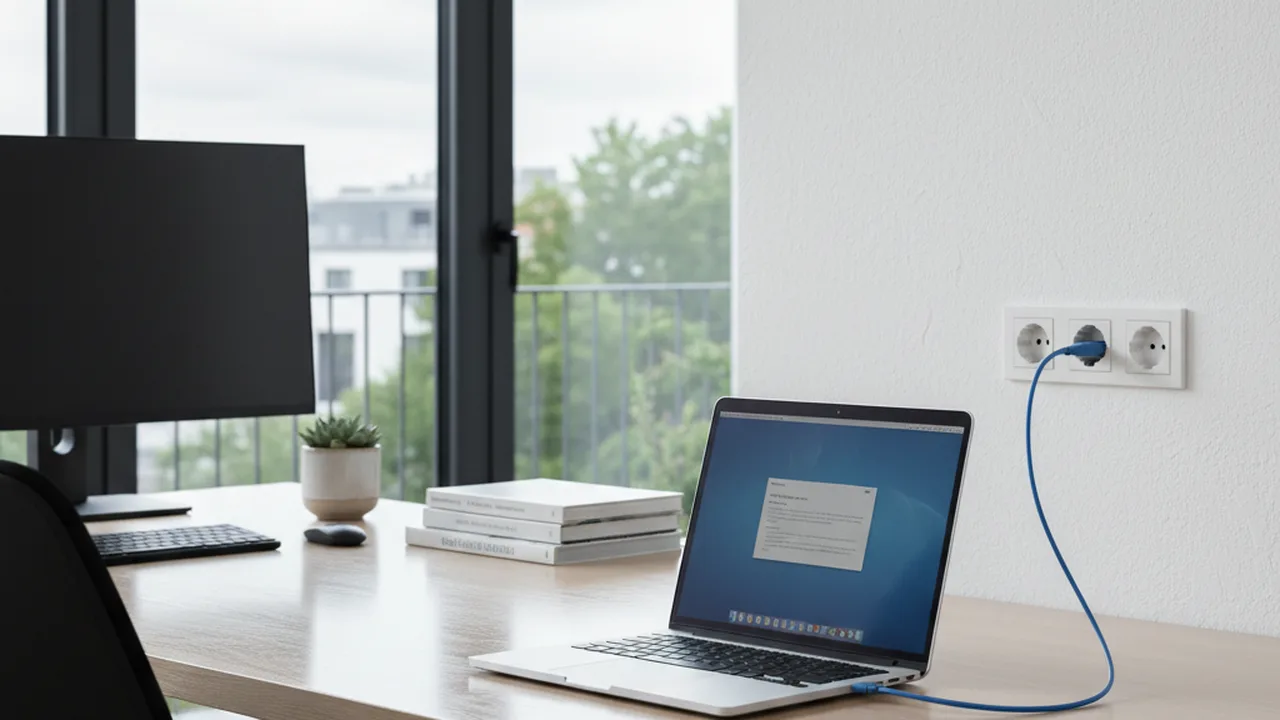 RJ45-Netzwerkdose im modernen Home-Office